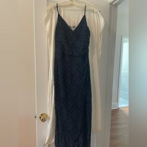Beautiful blue navy long cocktail dress, very elegant and amazing fabric!